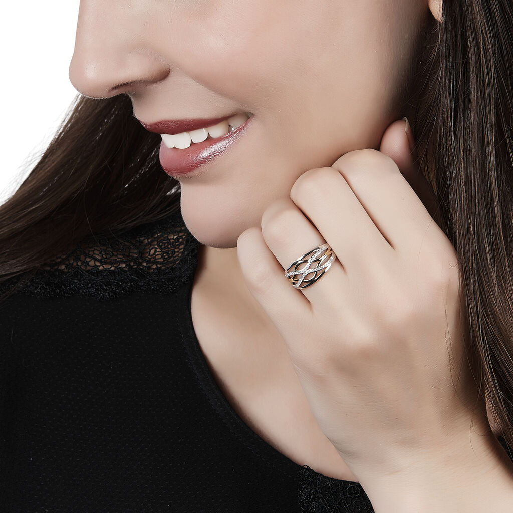 Bague Nathalie Or Bicolore Diamant - Bagues avec pierre Femme | Histoire d’Or