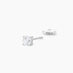 Boucles D'oreilles Puces 4 Griffes Or Blanc Diamant Synthetique - Clous d'oreilles Femme | Histoire d&rsquo;Or