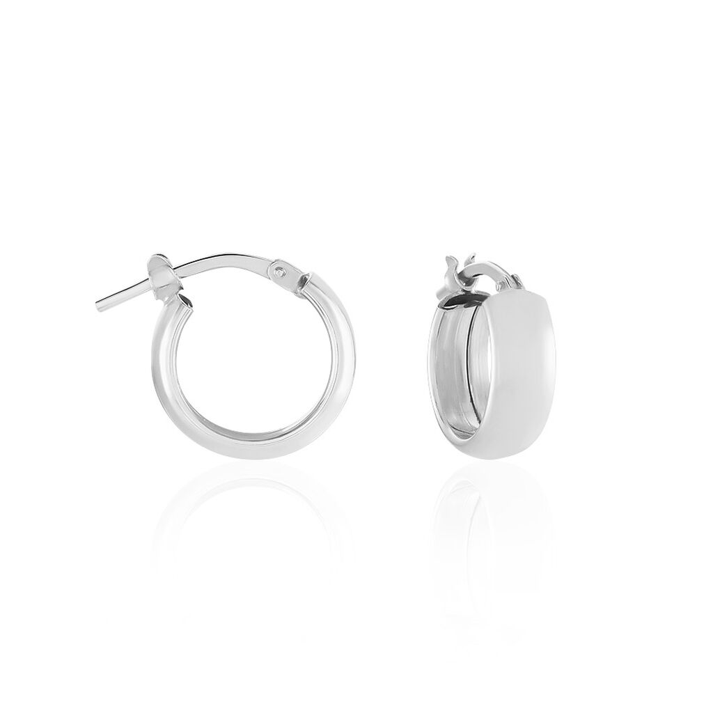 Créoles Lisa Argent Blanc - Boucles d'oreilles créoles Femme | Histoire d’Or