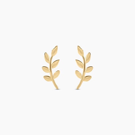 Boucles D'oreilles Puces Foliora Or Jaune - Clous d'oreilles Femme | Histoire d’Or