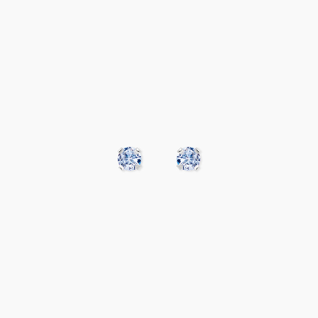 Boucles D'oreilles Puces Daria Or Blanc Oxyde De Zirconium - Clous d'oreilles Femme | Histoire d&rsquo;Or