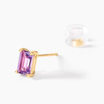 Boucles D'oreilles Puces Emilian Or Jaune Am&eacute;thyste - Clous d'oreilles Femme | Histoire d&rsquo;Or