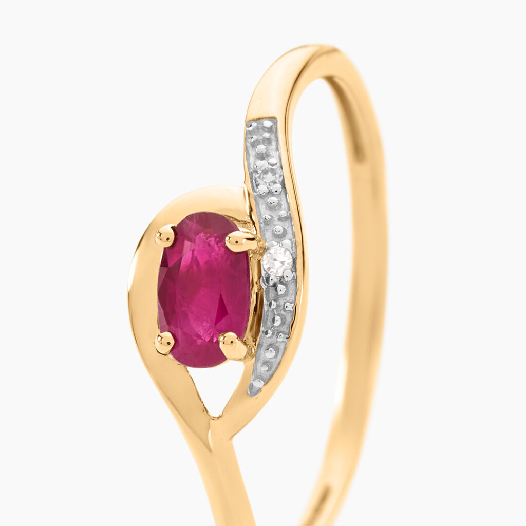 Bague Emotion Or Jaune Rubis Diamant - Bagues avec pierre Femme | Histoire d’Or