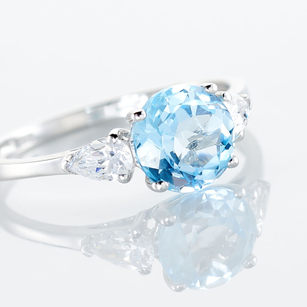 Bague Giana Or Blanc Topaze Et Oxyde De Zirconium - Bagues solitaires Femme | Histoire d&rsquo;Or