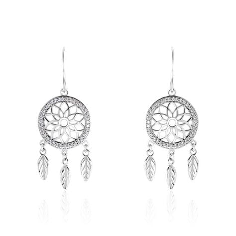 Boucles D'oreilles Pendantes Nemetona Argent Blanc Oxyde - Boucles d'oreilles pendantes Femme | Histoire d’Or