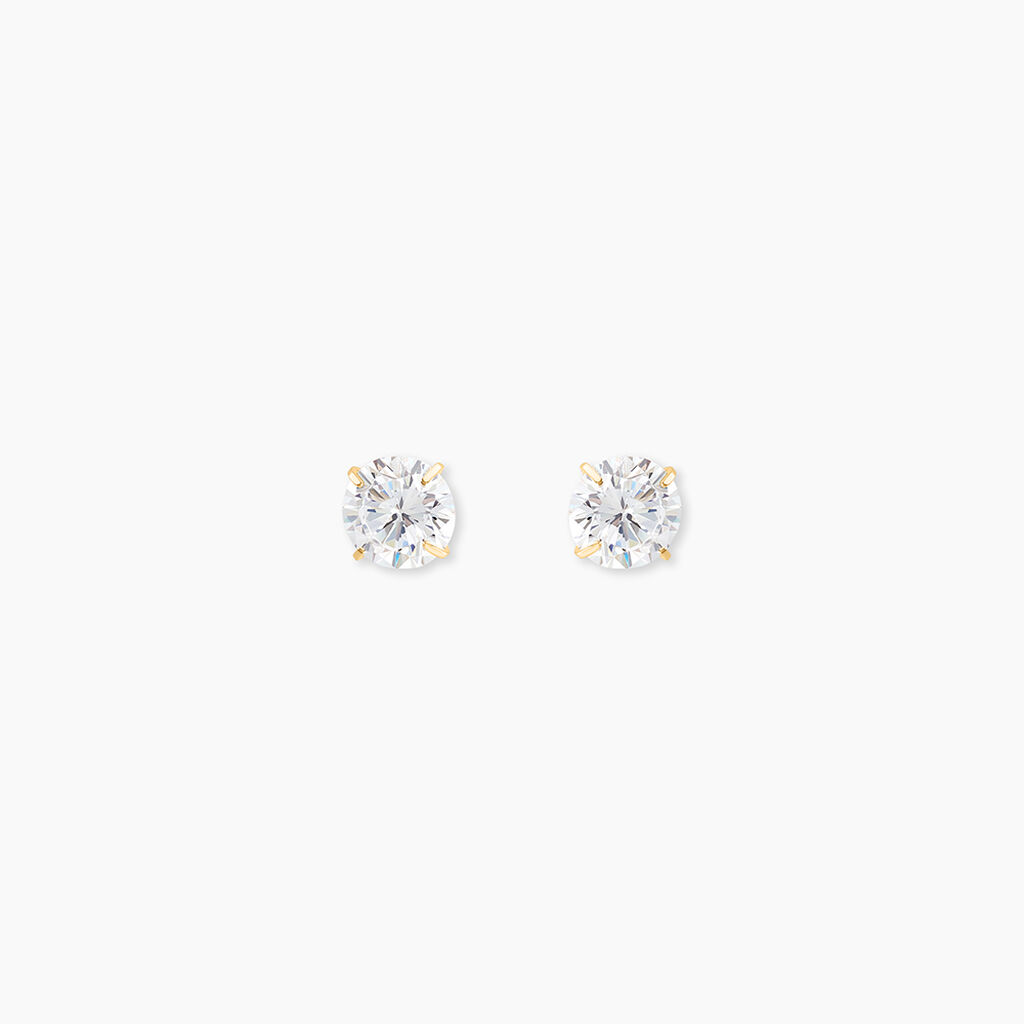 Boucles D'oreilles Puces Or Jaune Katherina Oxyde De Zirconium - Clous d'oreilles Femme | Histoire d’Or