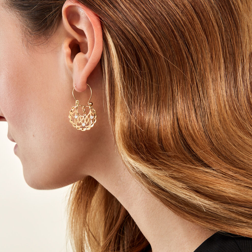 Créoles Aldous Or Jaune Oxyde De Zirconium - Boucles d'oreilles créoles Femme | Histoire d’Or