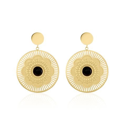 Boucles D'oreilles Pendantes Acier Doré Staffan Agate - Boucles d'oreilles fantaisie Femme | Histoire d’Or