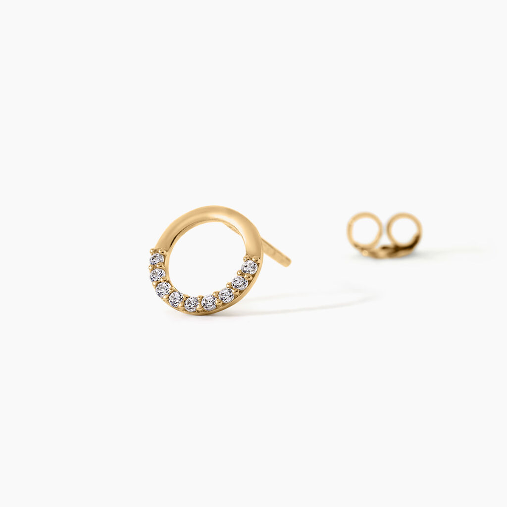 Boucles D'Oreilles Puces Rimya Argent Dor&eacute; A L'Or 750/1000 Oxyde De Zirconium - Boucles d'oreilles fantaisie Enfant | Histoire d&rsquo;Or