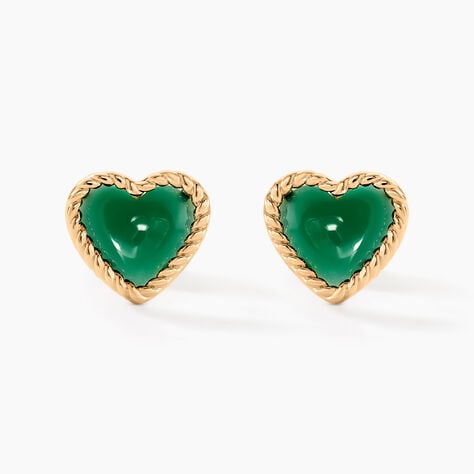 Boucles D'oreilles Puces Par Amour Plaque Or Jaune Agate - Boucles d'oreilles fantaisie Femme | Histoire d’Or