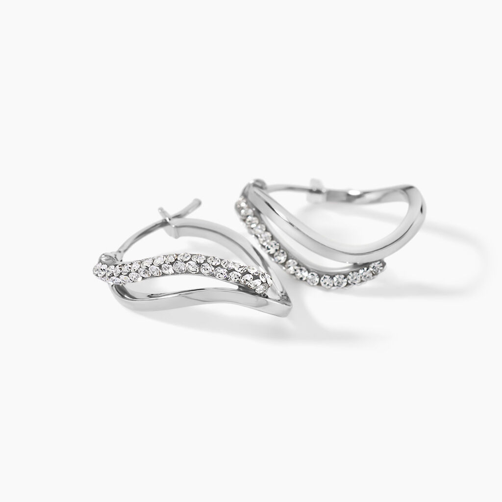Cr&eacute;oles Hekate Or Blanc Strass - Boucles d'oreilles cr&eacute;oles Femme | Histoire d&rsquo;Or