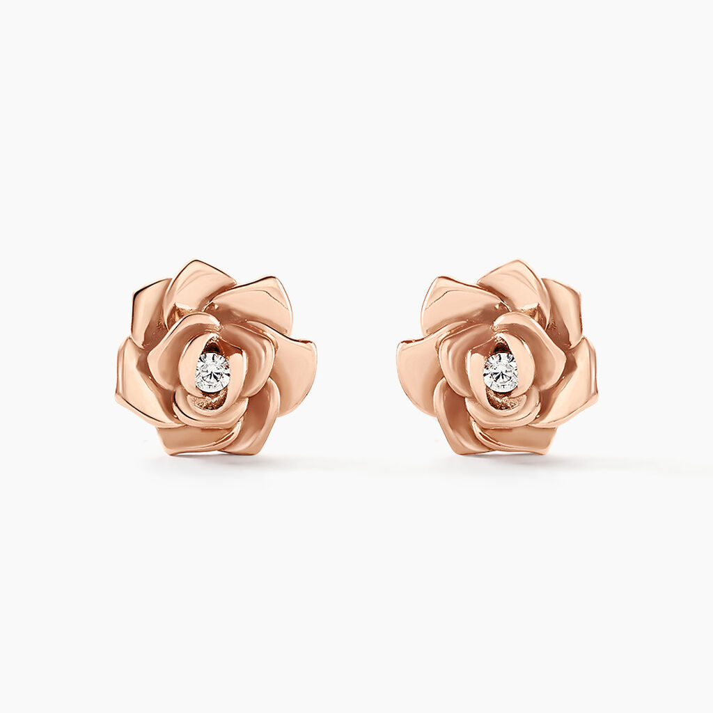 Boucles D'oreilles Puces Jannea Argent Rose Oxyde De Zirconium - Boucles d'oreilles fantaisie Femme | Histoire d’Or