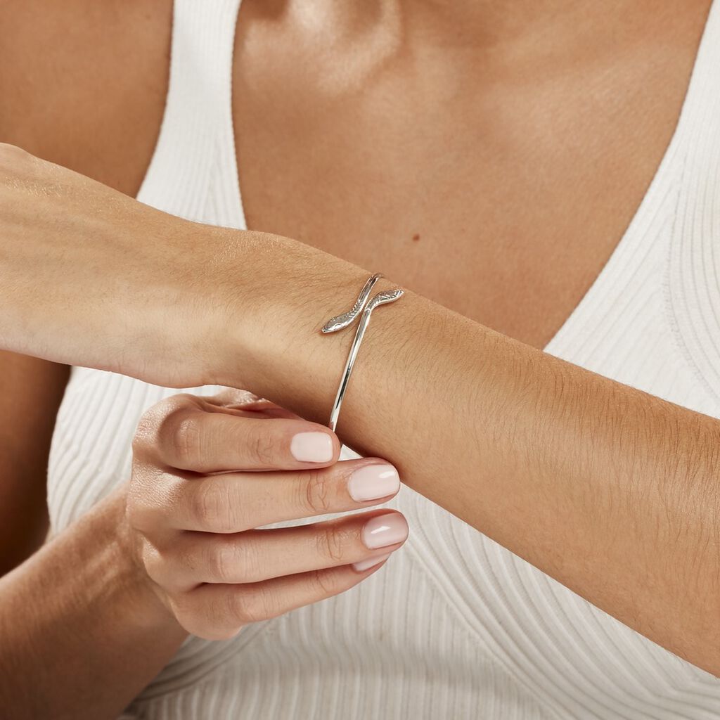 Bracelet Jonc Maisha Argent Blanc - Bracelets joncs Femme | Histoire d’Or