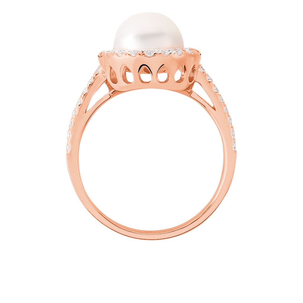 Bague Olivia Argent Rose Perle De Culture Et Oxyde De Zirconium - Bagues solitaires Femme | Histoire d&rsquo;Or