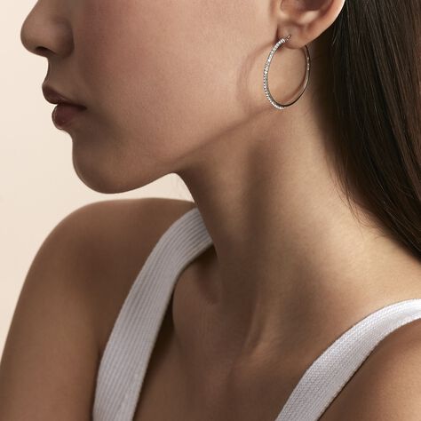 Créoles Sandrine Or Blanc Strass - Boucles d'oreilles créoles Femme | Histoire d’Or