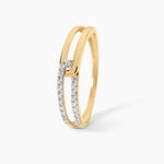 Bague Graphic Lines Argent Dor&eacute; A L'Or 750/1000 Oxyde De Zirconium - Bagues avec pierre Femme | Histoire d&rsquo;Or