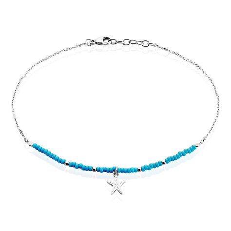 Cha&icirc;ne De Cheville Argent Blanc Noga Miyuki - Cha&icirc;nes de cheville Femme | Histoire d&rsquo;Or