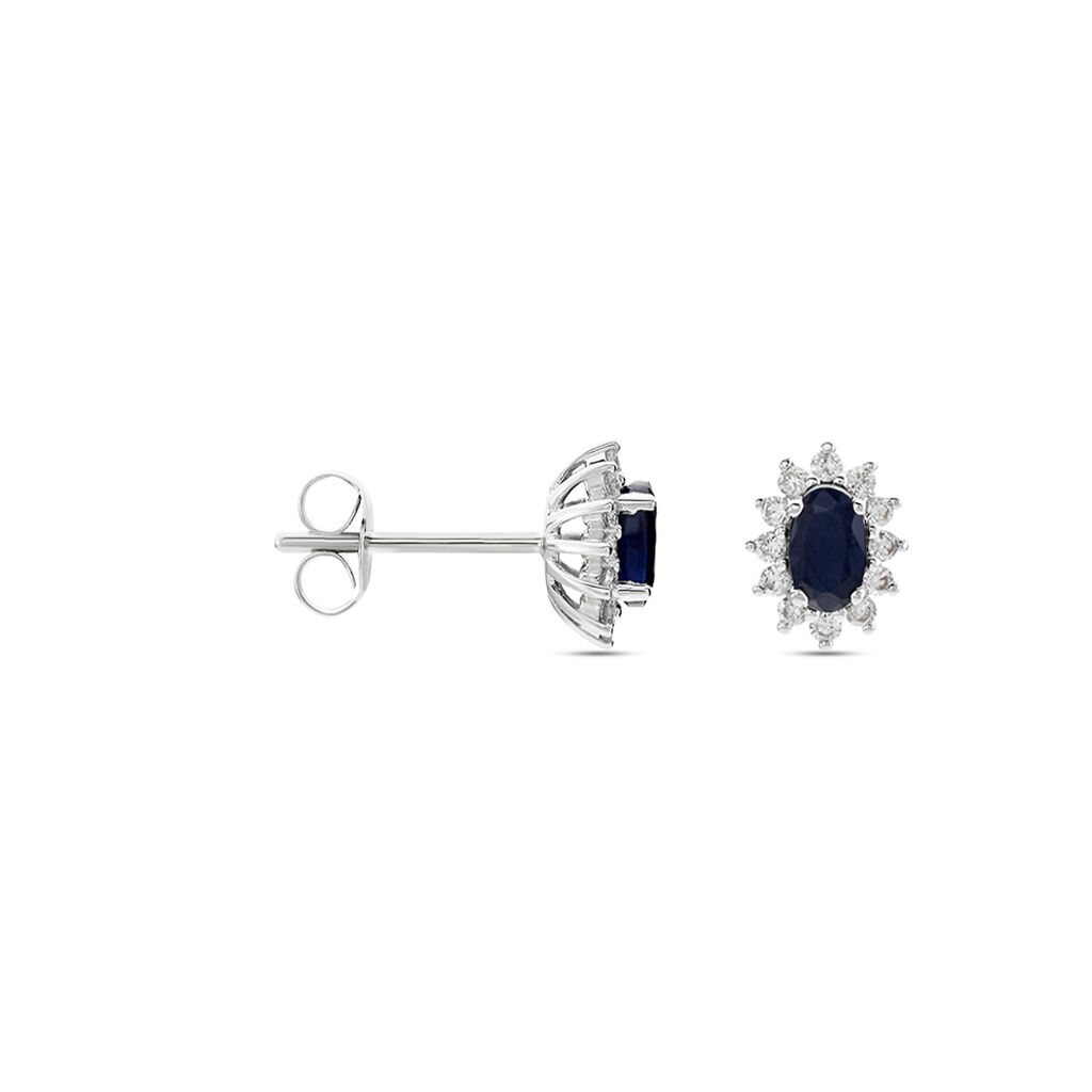 Boucles D'oreilles Puces Vladimir Or Blanc Saphir Diamant - Clous d'oreilles Femme | Histoire d’Or