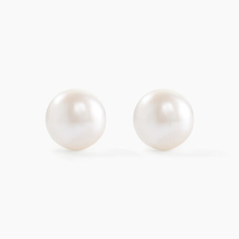 Boucles D'oreilles Puces Kesya Nacres Bouton Or Jaune Perle De Culture - Clous d'oreilles Femme | Histoire d’Or