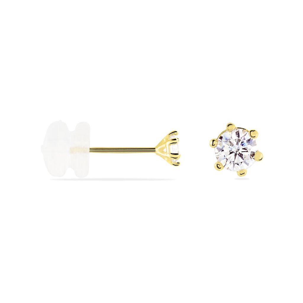 Boucles D'oreilles Puces Aconit Or Jaune Oxyde - Clous d'oreilles Femme | Histoire d’Or