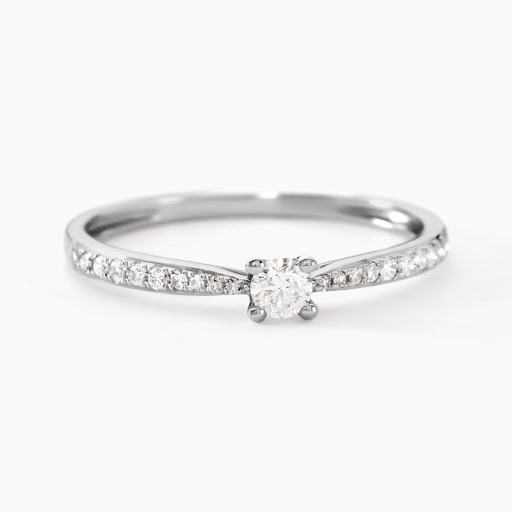 Bague Solitaire Hemera Or Blanc Diamant - Bagues solitaires Femme | Histoire d&rsquo;Or