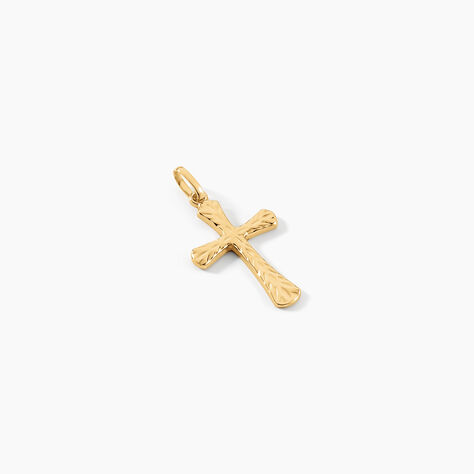 Pendentif Bathilde Croix Striee Or Jaune - Pendentifs Baptême Famille | Histoire d’Or