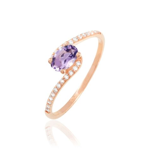 Bague Loriane Or Rose Amethyste Et Oxyde De Zirconium - Bagues solitaires Femme | Histoire d&rsquo;Or