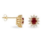 Boucles D'oreilles Puces Vladimir Or Jaune Diamant Et Rubis - Clous d'oreilles Femme | Histoire d&rsquo;Or