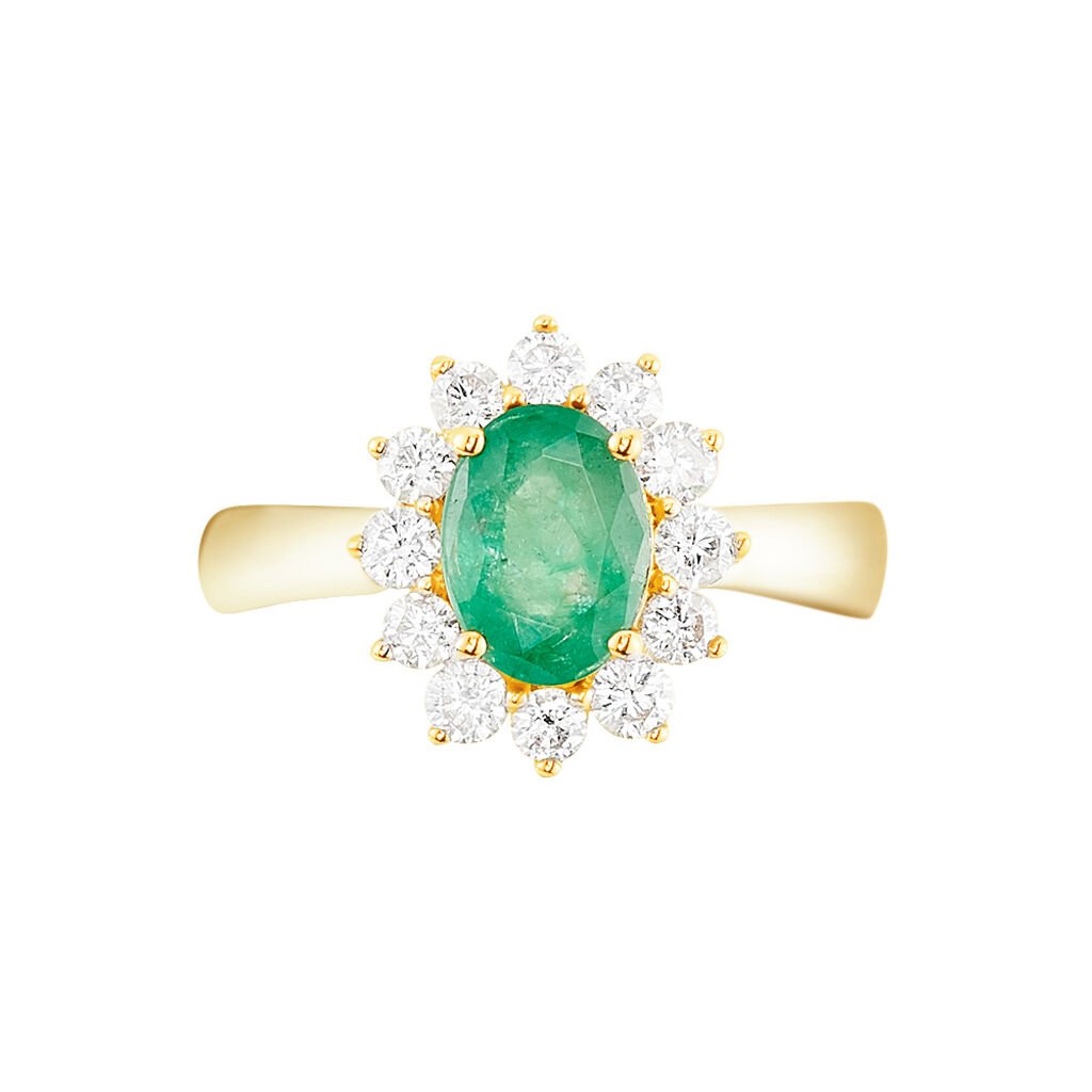 Bague Vladimir Or Jaune Emeraude Diamants - Bagues solitaires Femme | Histoire d&rsquo;Or