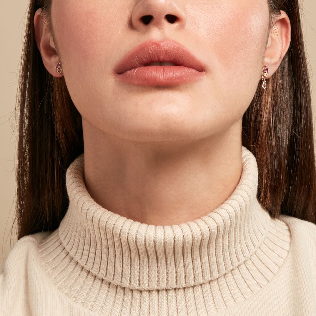 Boucle D'oreille Dépareillée Clematis Plaqué Or Jaune Spinelle Oxyde - Boucles d'oreilles fantaisie Femme | Histoire d’Or