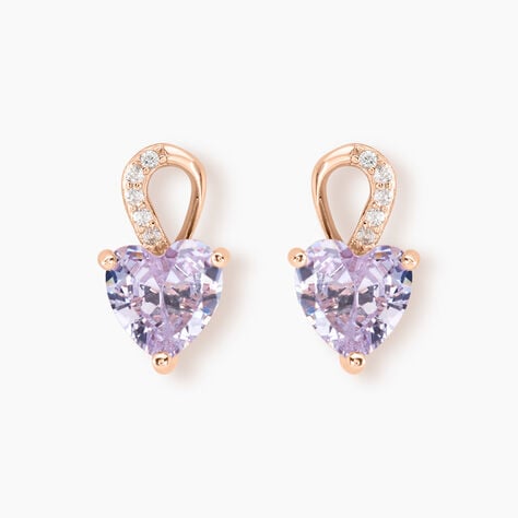Boucles D'oreilles Puces Atieno Argent Rose Oxyde De Zirconium - Boucles d'oreilles fantaisie Femme | Histoire d’Or