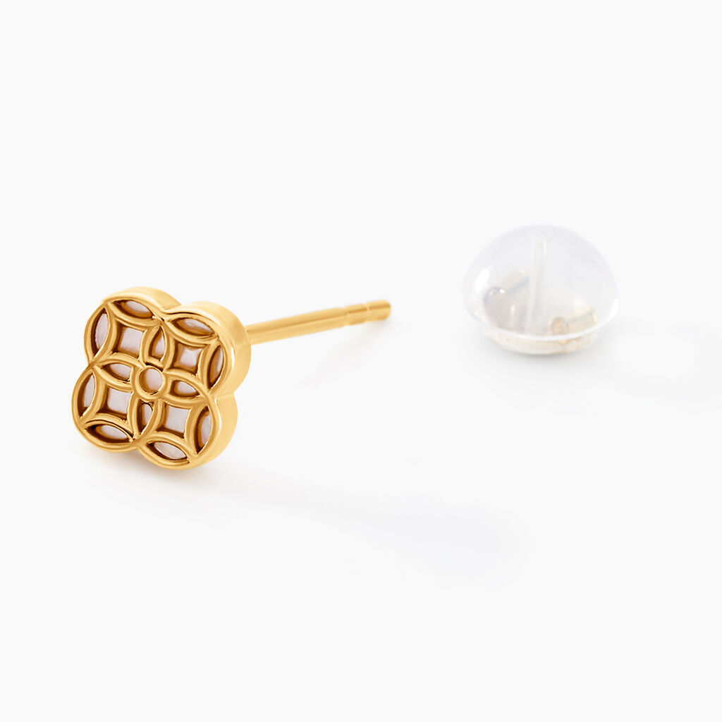 Boucles D'oreilles Puces Rosalite Or Jaune Nacre - Clous d'oreilles Femme | Histoire d’Or