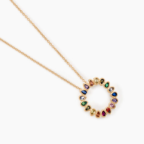 Collier Plaqu&eacute; Or Jaune Ethem Pierres Multicolores - Colliers Femme | Histoire d&rsquo;Or