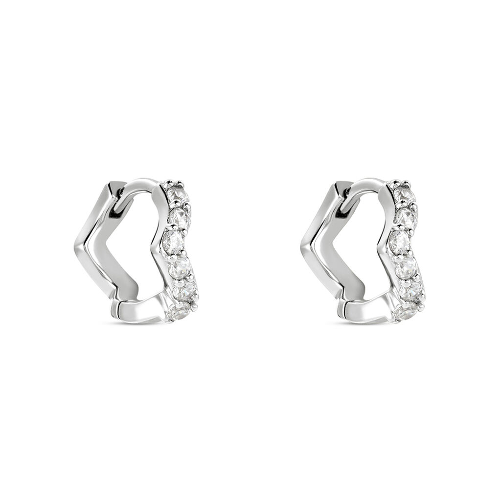 Créoles Kaylin Argent Blanc Oxyde De Zirconium - Boucles d'oreilles créoles Femme | Histoire d’Or