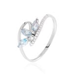 Bague Petale Or Blanc Topaze Et Oxyde De Zirconium - Bagues avec pierre Femme | Histoire d&rsquo;Or