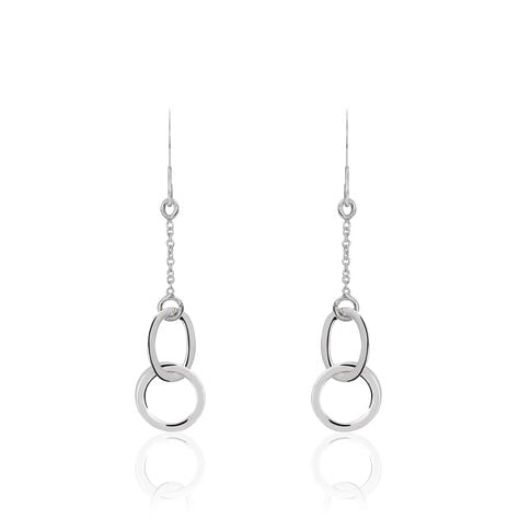 Boucles D'oreilles Pendantes Toi Et Moi Argent Blanc - Boucles d'oreilles fantaisie Femme | Histoire d’Or