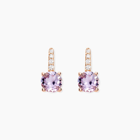 Boucles D'oreilles Puces Monroe Or Rose Quartz Oxyde De Zirconium - Clous d'oreilles Femme | Histoire d&rsquo;Or