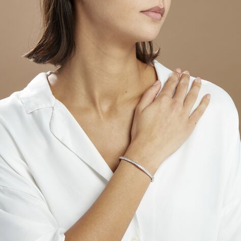 Bracelet Jonc Alane Or Blanc Oxyde De Zirconium - Bracelets joncs Femme | Histoire d’Or