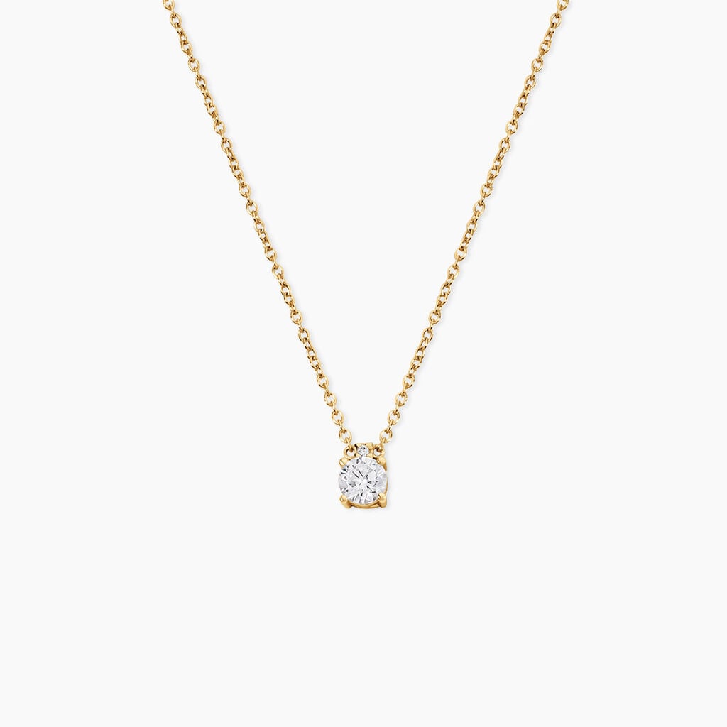 Collier Zilda Argent Dor&eacute; A L'Or 750/1000 Oxyde De Zirconium - Colliers Femme | Histoire d&rsquo;Or