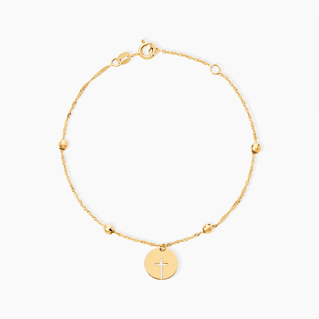 Bracelet Cobeia Croix Maille For&ccedil;at Or Jaune - Bracelets Communion Femme | Histoire d&rsquo;Or