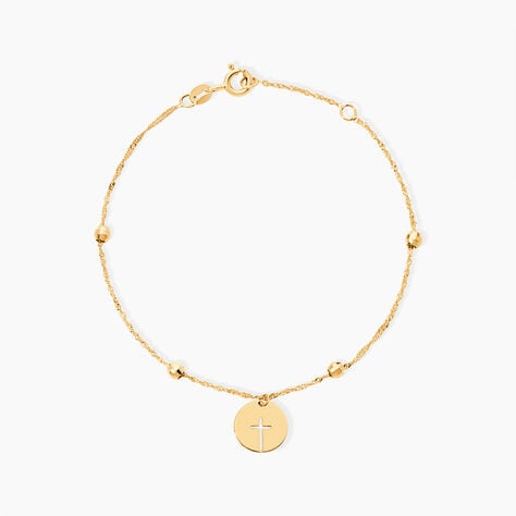 Bracelet Cobeia Croix Maille For&ccedil;at Or Jaune - Bracelets Communion Femme | Histoire d&rsquo;Or