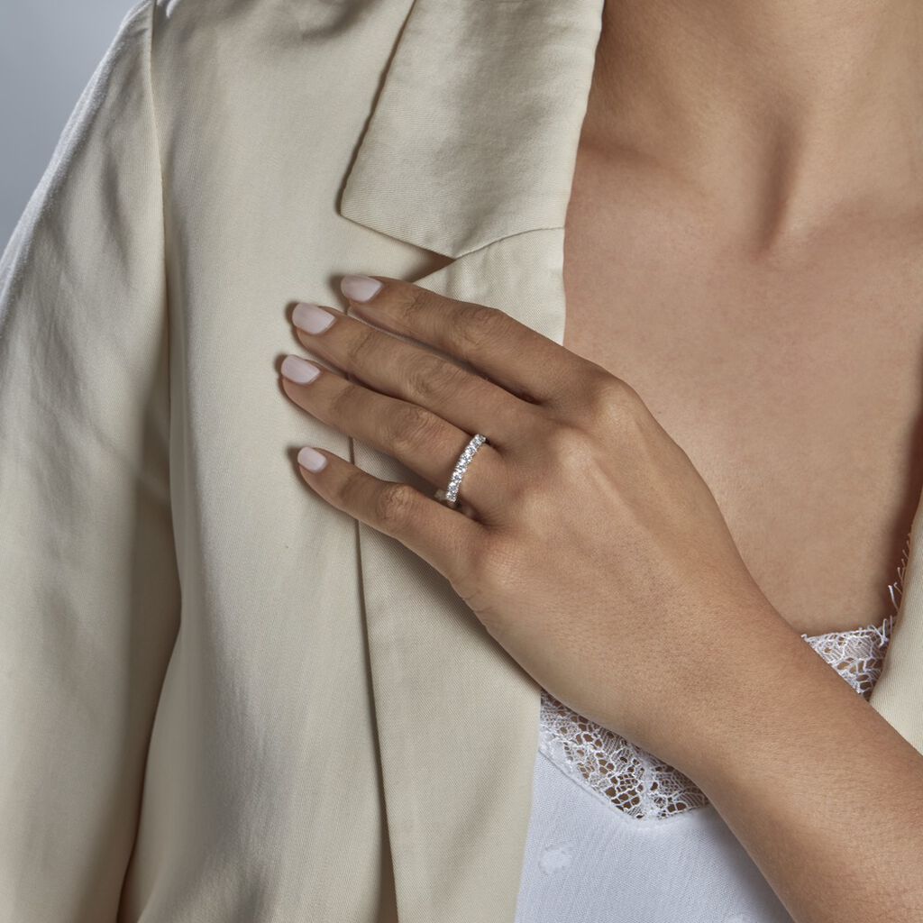 Demi Alliance Eloise Platine Blanc Diamant - Alliances Femme | Histoire d’Or