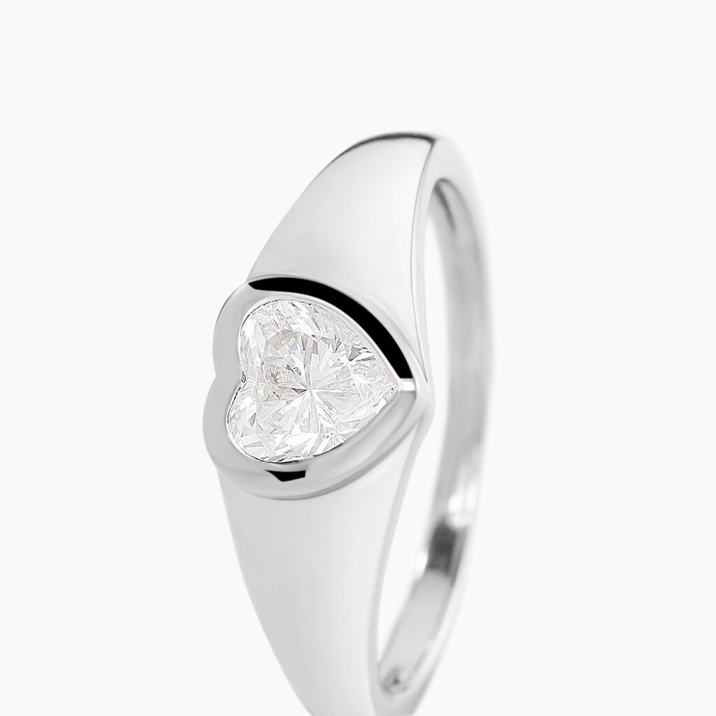 Bague Huge Argent Blanc Oxyde De Zirconium - Bagues avec pierre Femme | Histoire d&rsquo;Or