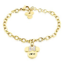 Bracelet Disney Acier Doré Cristaux - Bracelets fantaisie Enfant | Histoire d’Or