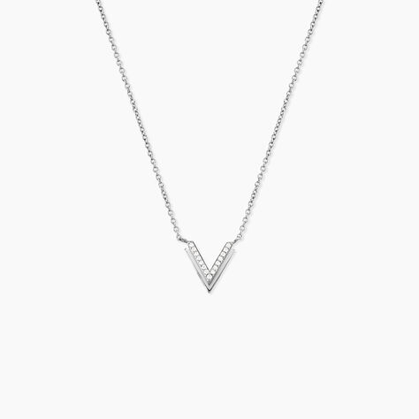 Collier Nollia Argent Blanc Oxyde De Zirconium - Id&eacute;es cadeaux Femme | Histoire d&rsquo;Or