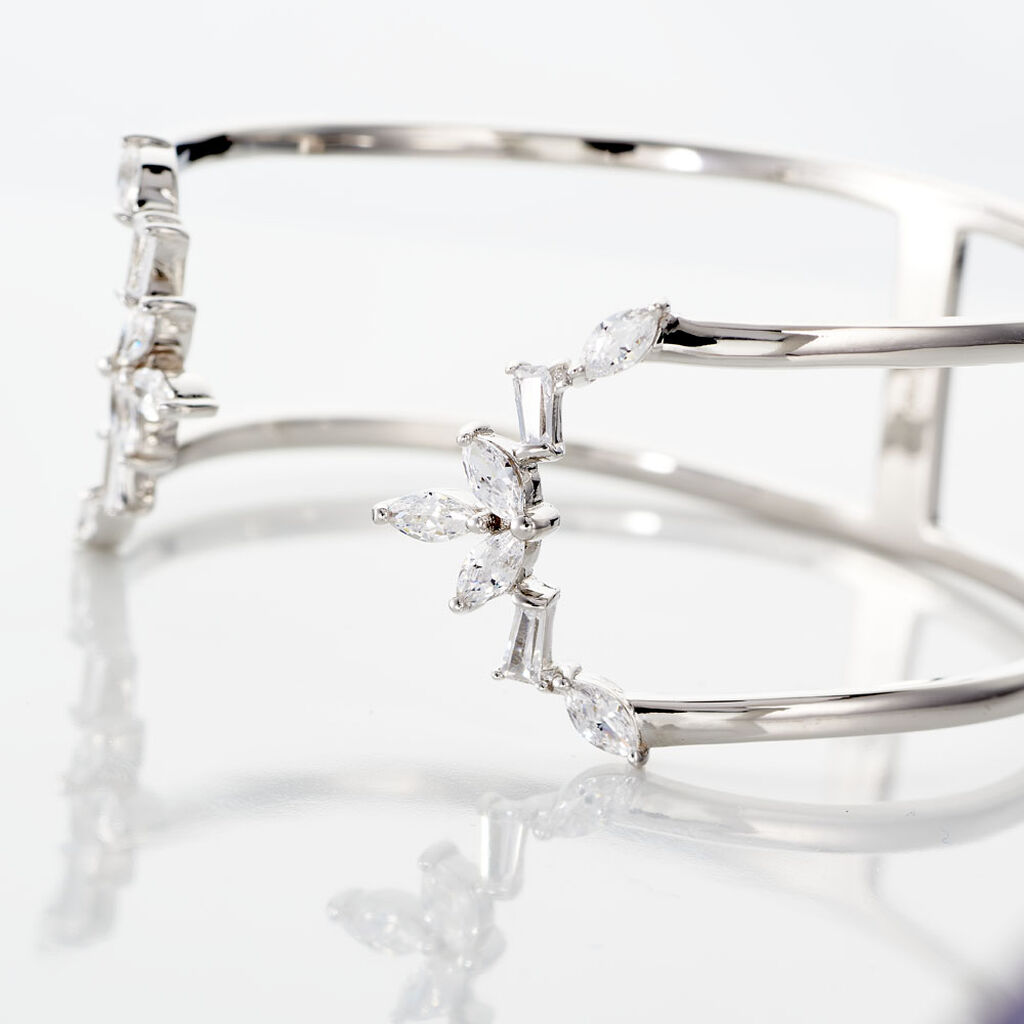 Bracelet Jonc Mahely Argent Blanc Oxyde De Zirconium - Bracelets joncs Femme | Histoire d’Or