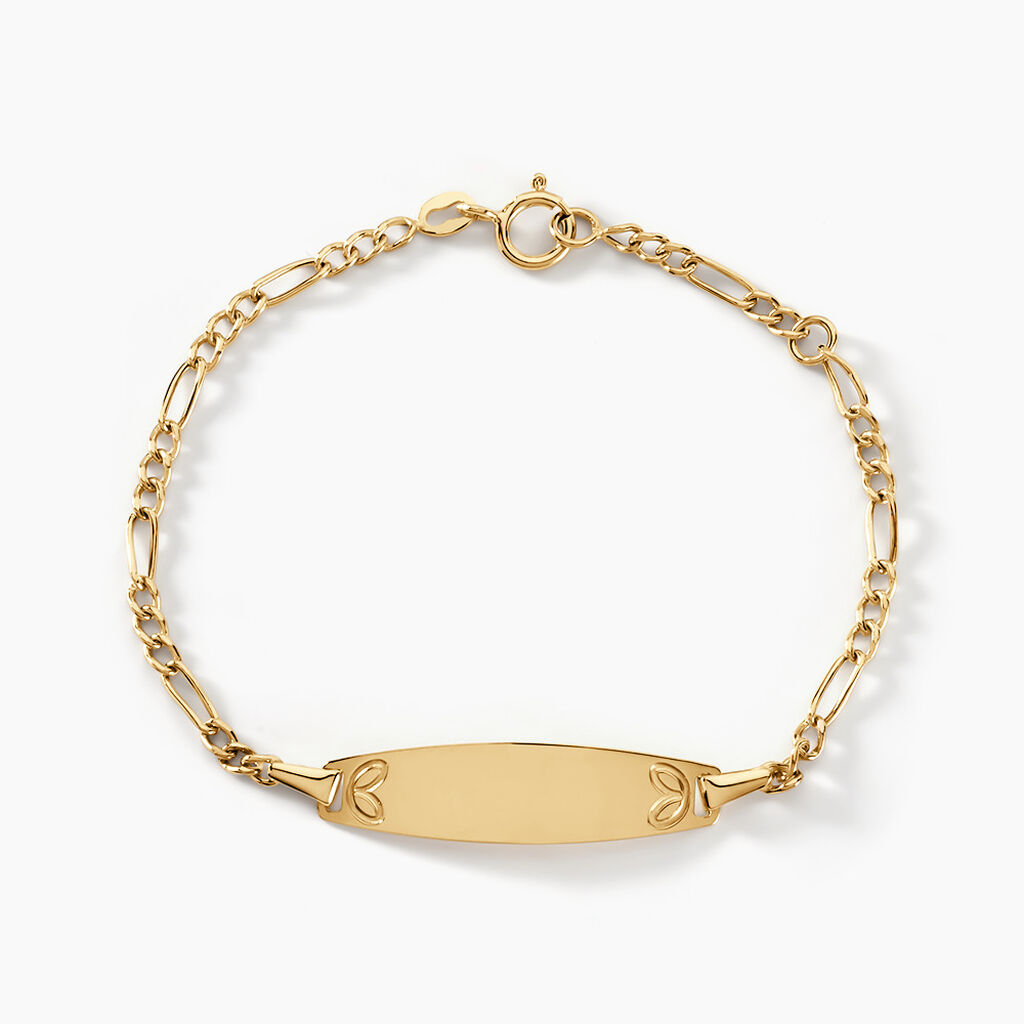 Bracelet Identité Bartolomee Maille Alternee 1/3 3 Or Jaune - Bracelets Communion Enfant | Histoire d’Or