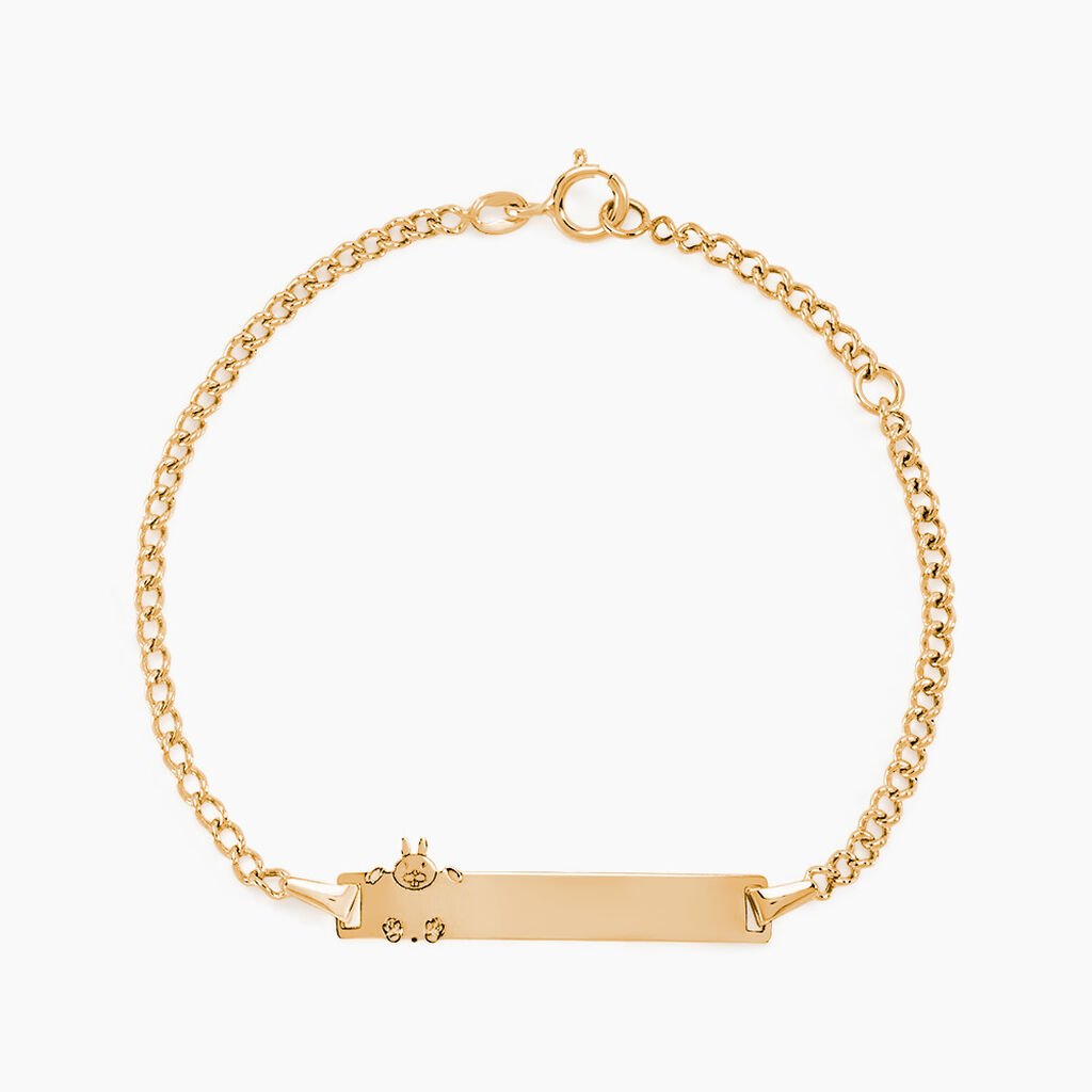 Bracelet Identit&eacute; Etheline Maille Gourmette Or Jaune - Bracelets Communion Enfant | Histoire d&rsquo;Or