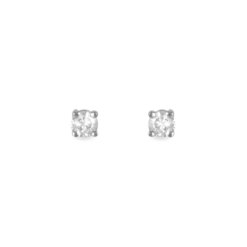 Boucles D'oreilles Puces Clavie Or Blanc Diamant - Clous d'oreilles Femme | Histoire d&rsquo;Or