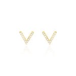Boucles D'oreilles Puces Enimia Motif V Or Jaune Oxyde De Zirconium - Clous d'oreilles Femme | Histoire d&rsquo;Or